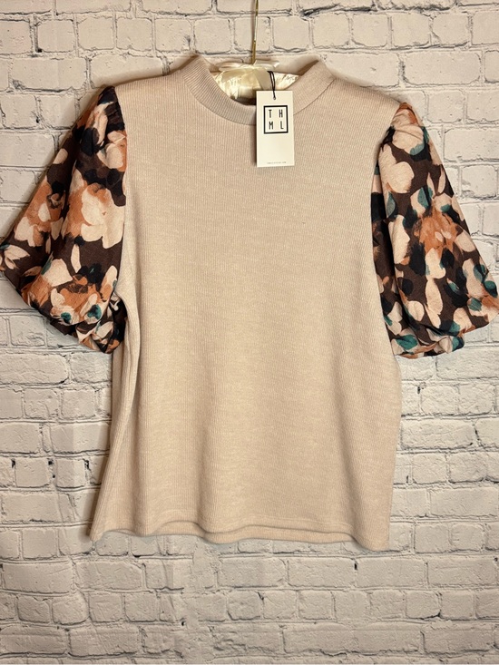 THML Tops - MOD Boutique THML Cream Puff Sleeve Knit  Top Size L NWT